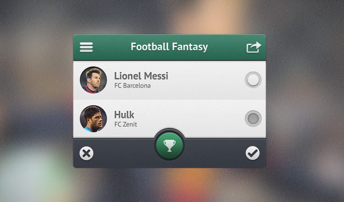 Football App UI psd file