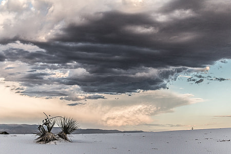 landscape photo of sandy field under gray clouds during daytime thumbnail