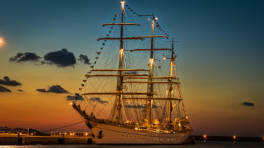 White Ship during Golden Hour thumbnail