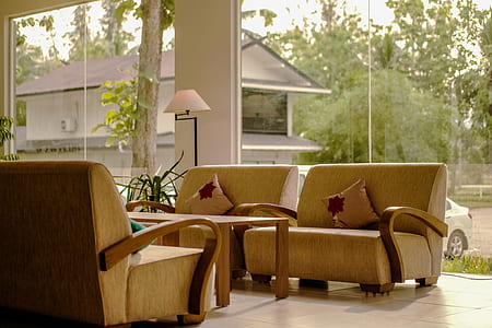 Yellow Vacant Sofa in Living Room thumbnail
