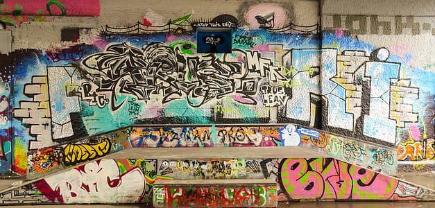 blue, white, and green graffiti thumbnail