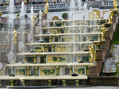 water fountain with gold statues thumbnail