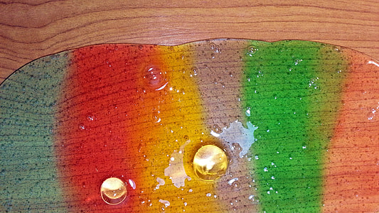 multicolored fluffy slime on table thumbnail