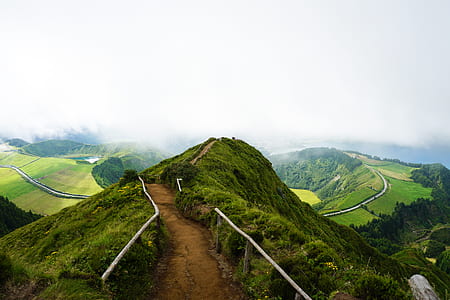 pathway and mountain landscape photography thumbnail