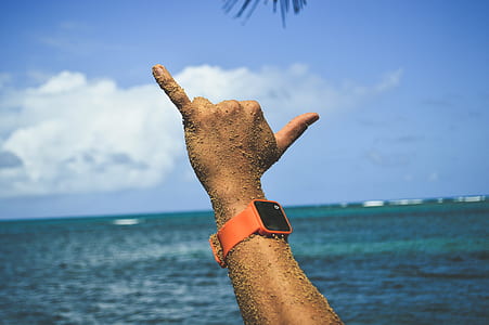 person wearing red LED watch thumbnail