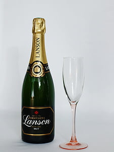 Lanson champagne bottle near flute glass thumbnail