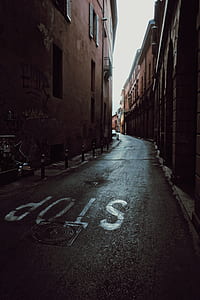 alley with stop signage thumbnail