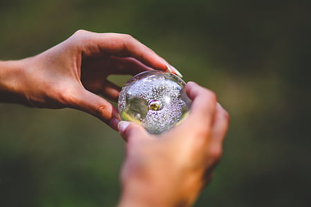 person holding clear glass ball thumbnail