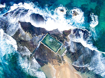 areal photography of ocean waves thumbnail