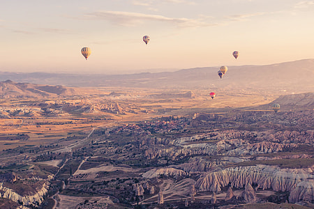 several hot air balloons during daytime thumbnail