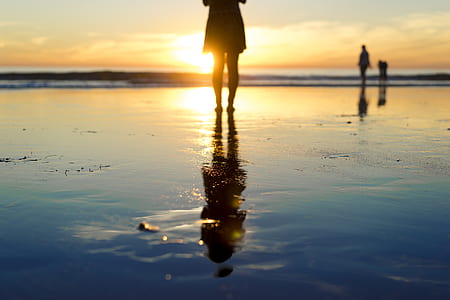 silhouette woman standing on shore thumbnail