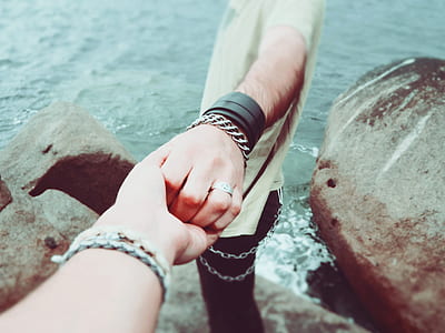 men's black leather bracelet thumbnail