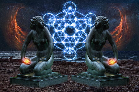 two woman statues painting thumbnail