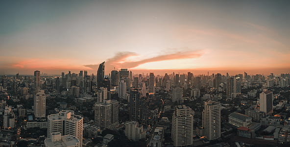 landscape of city buildings during dusk thumbnail