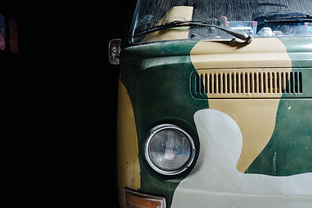 green and beige camouflage Volkswagen bus thumbnail