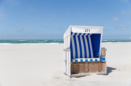 white and brown wooden stall in beach thumbnail