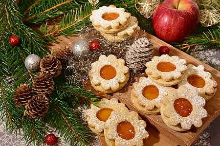 scallop cookies beside pine cones thumbnail