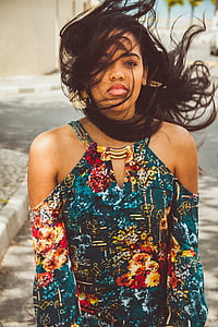 woman wearing green and multicolored off-shoulder tops thumbnail
