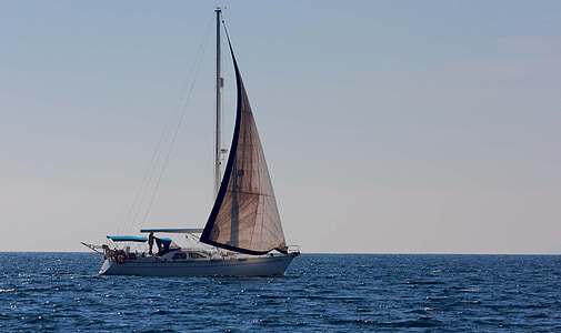 white sailing ship on calm body of water at daytime thumbnail