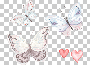 Hand-painted watercolor butterfly fly cartoon, white butterflies illustration PNG clipart