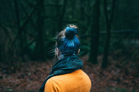 woman in yellow top wearing a green and black scarf thumbnail