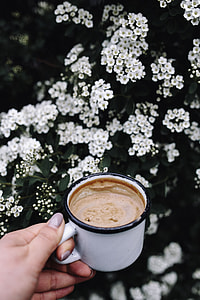 Morning coffee outdoors in the garden thumbnail