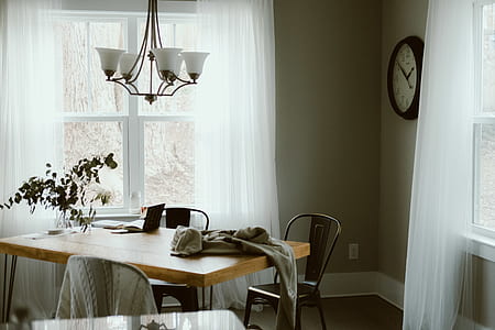 rectangular brown wooden dining table thumbnail