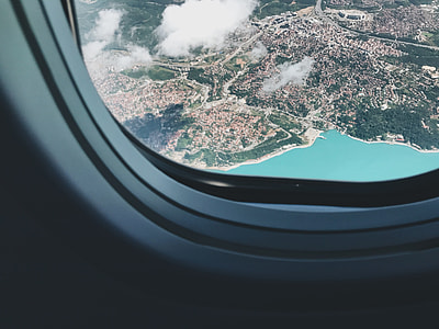 island viewed from airplane window thumbnail