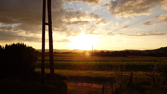 Green Field Landscape Photo during Sunrise thumbnail
