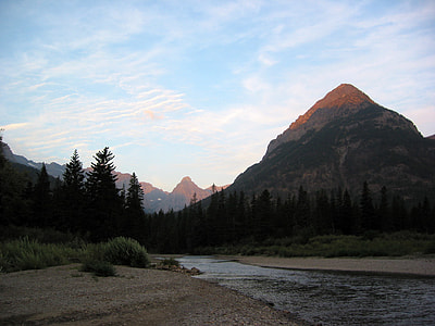 Waterton River emptying into Waterton Lake in Glacier National Park, Montana thumbnail