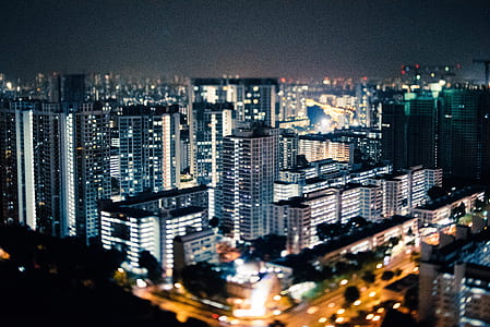 aerial photography of city buildings during nighttime thumbnail