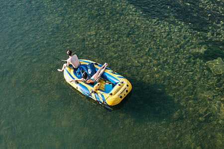 two man on fishing on inflatable boat thumbnail