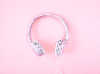 pink and white corded headphones thumbnail