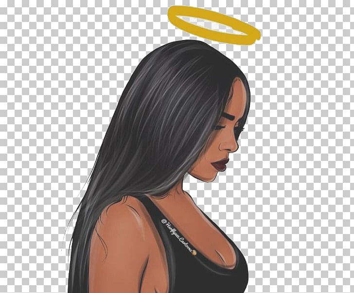 Drawing Art Woman Painting Black Girl Female With Angel Ring Png