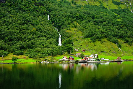 landscape photography of houses in front of body of water thumbnail