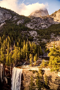 aerial view photography of waterfalls near forest thumbnail
