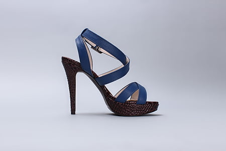 blue and brown peep-toe slingback stiletto-heeled sandal thumbnail