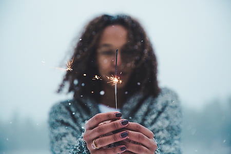 woman holding sparkler with both hands thumbnail