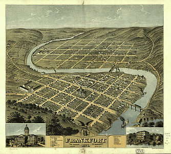 Bird's-Eye View of Frankfort in 1871 in Kentucky thumbnail