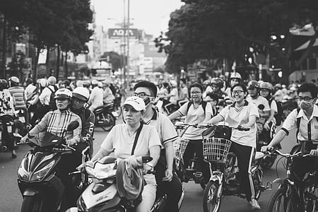 group of people riding bike and motorcycles thumbnail