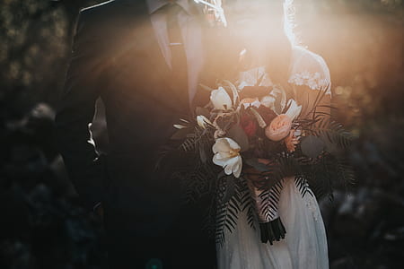 wedding, bouquet, flowers, couple thumbnail