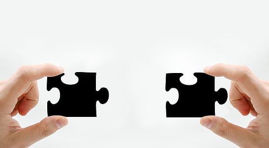 person holding black two jigsaw puzzles thumbnail