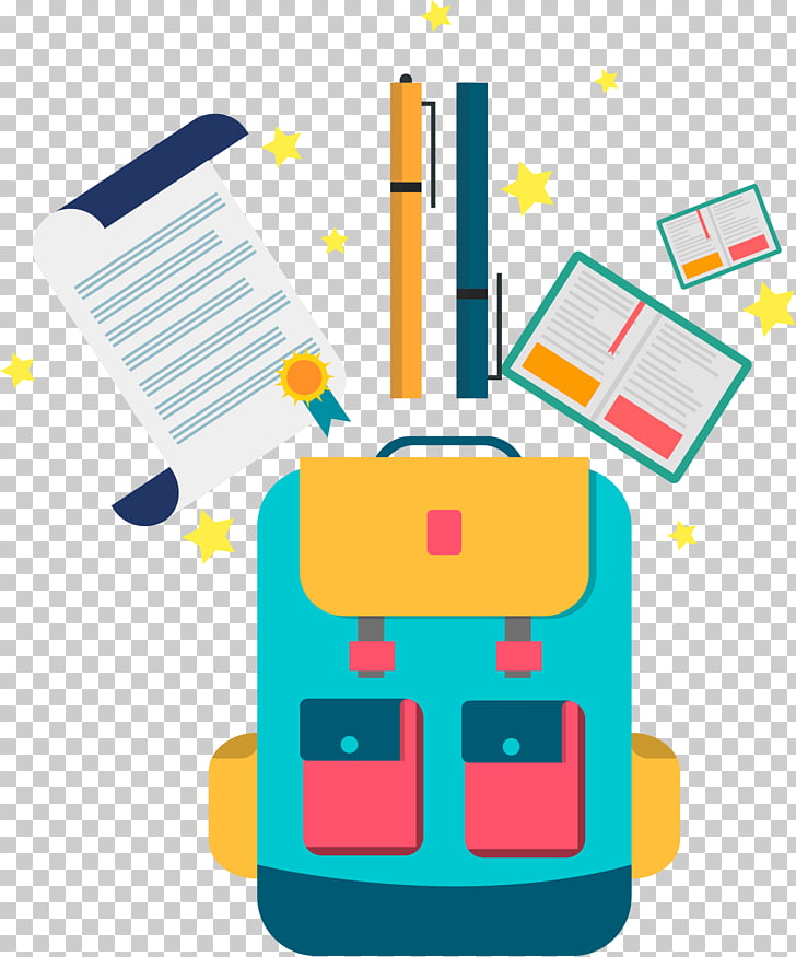 First day of school Stationery Education, School bag stationery, bag and item illustration PNG clipart