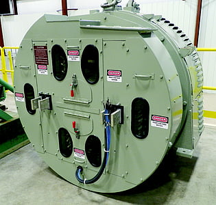 large round green painted steel framed machinery thumbnail