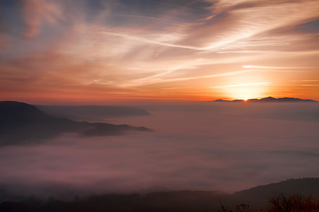 mountain top with clouds on dawn thumbnail