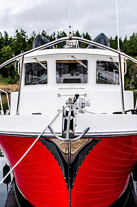 photo of white and red boat bow thumbnail