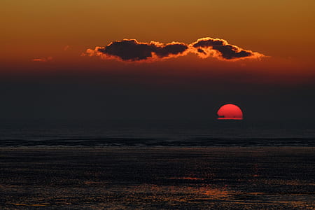 orange and black clouds over calm body of water thumbnail