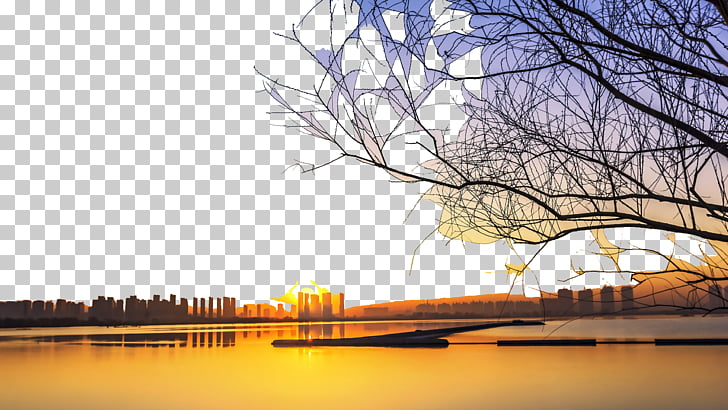 Jinyang Lake Taiyuan Sunset Shanxi Jinyang Lake At Dusk Six Png Clipart Free Cliparts Uihere