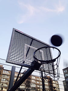 angle view of basketball hoop with ball thumbnail