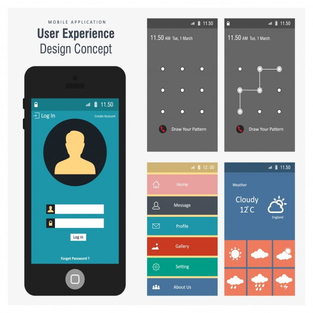 Mobile screen templates design eps file